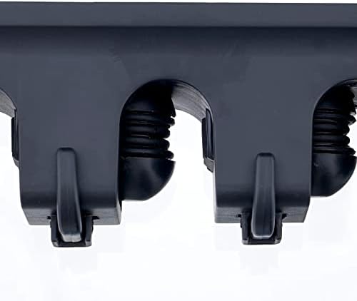 Superio Mop and Broom Holder Wall Mount (Black) Cleaning Tools Wall Organizer, 5 Rack Slots and 6 Hooks for Kitchen Closet Garage Garden and Office