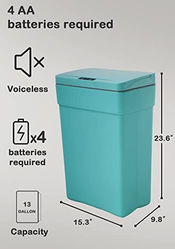 13 Gallon/50 L Kitchen Trash Can with Touch-Free & Motion Sensor Lid, Plastic Kitchen Garbage Can, Automatic Trash Can Bathroom Bedroom Trash Bin