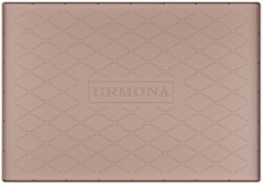 URMONA Under Sink Mat 31 x 19 in, Waterproof Silicone Cabinet Protector | Waterproof, Oil-Resistant, Raised Edge, Cabinet Liner, Shelf Protector, Pet Food Mat, Storage Mat, Easy to Clean, Khaki