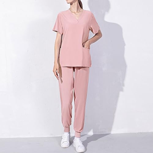 Cleaning Short Sleeve Scrubs for Women Set Stretchy Housekeeping Uniform Nurse Scrub Sets for Woman