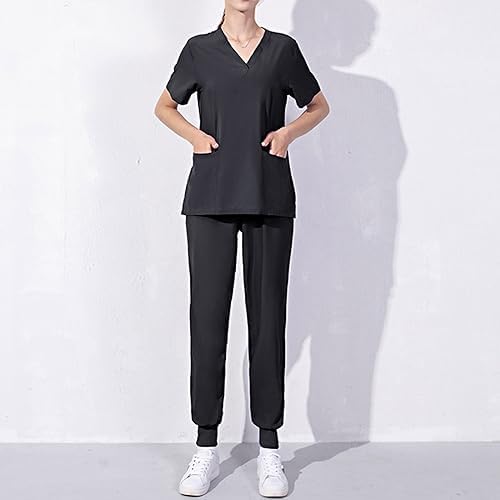 Cleaning Short Sleeve Scrubs for Women Set Stretchy Housekeeping Uniform Nurse Scrub Sets for Woman