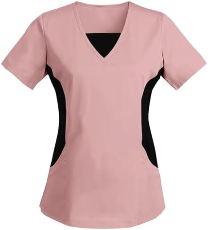 Women's Scrub Top V-Neck Tops, Moisture Wicking and Stretch Breathable Housekeeping Uniforms, Medical Nurse Shirt