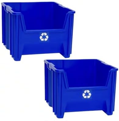 Stackable Open-Front Recycling Bin Box Containers, Blue (2-pack) RL39459