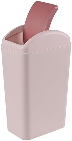3 Gallon Swing Top Trash Can, Garbage Bin with Swing Lid, Pink | Swing Lid Design, Smooth Matte Plastic Material, Ideal for Bathroom, Bedroom, Office and Dorm