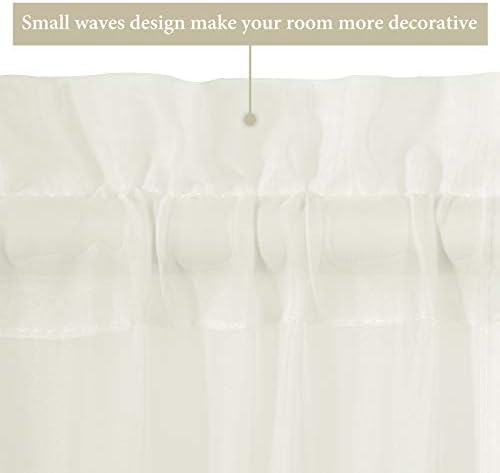 MIULEE Ivory 54 Wide and 72 Inches Length French Door Sheer Curtains | Light Filtering Window Treatment with 2 Tiebacks, Front Back Patio Glass Door, Set of 2