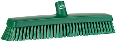 Vikan 31752 16" Heavy-Duty Push Broom, Soft/Stiff, Green