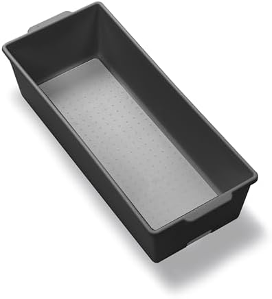 madesmart Classic Large Deep Storage Bin, Granite | non slip feet, rounded corners, soft grip handles, deep walls, easy carry, pantry bath supplies, cabinet use, woman owned