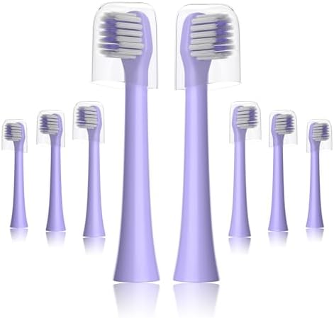 Replacement Heads Fit Colgate Hum Electric Toothbrush,Purple,8Pcs | Also for 360 and Total,Soft,Ultrathin Bristles,Floss-like Clean,End-rounded DuPont Bristles,Individually Sealed and Packaged