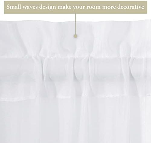 MIULEE White 54 Wide and 72 Inches Length French Door Sheer Curtains | Light Filtering Window Treatment with 2 Tiebacks, Front Back Patio Glass Door, Set of 2