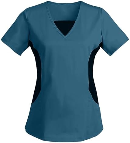 Women's Scrub Top V-Neck Tops, Moisture Wicking and Stretch Breathable Housekeeping Uniforms, Medical Nurse Shirt