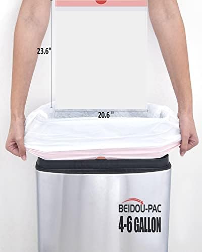 BEIDOU-PAC Trash Bags 4-6 Gallon Drawstring, 75 Count Garbage Bags, Medium Kitchen Trash Bags, Odorless & Heavy Duty White Plastic Food Scrap Bags for Bathroom Bedroom Office Waste
