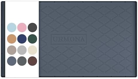 URMONA Under Sink Mat 40 x 22 in, Waterproof Silicone Cabinet Protector | Waterproof, Oil-Resistant, Raised Edge, Cabinet Liner, Shelf Protector, Pet Food Mat, Storage Mat, Easy to Clean, Dark Grey