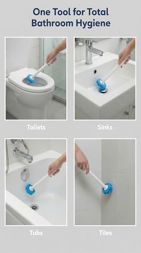 for Small Apartment Bathrooms – Disposable Toilet Brush Set with 32 Replaceable Heads, Wall-Mounted Holder, White Bathroom Cleaning Brush for Easy Daily Toilet Cleaning