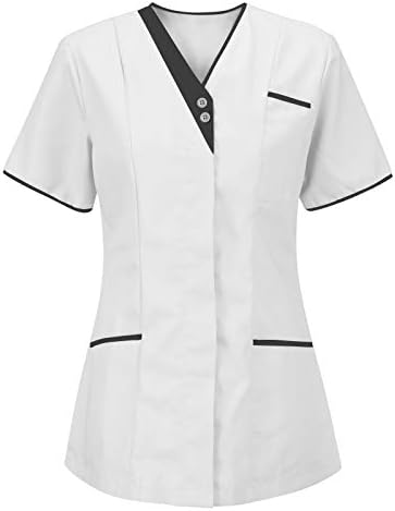 Lightweight Nursing Scrubs for Women Housekeeping Uniforms for Women Short Sleeve Scrub Tops Cleaning Uniform