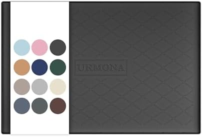URMONA Under Sink Mat 31 x 22 in, Waterproof Silicone Cabinet Protector | Waterproof, Oil-Resistant, Raised Edge, Cabinet Liner, Shelf Protector, Pet Food Mat, Storage Mat, Easy to Clean, Black