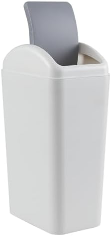 3 Gallon Trash Can with Swing Lid, Swing Top Garbage Can, Gray | Swing Lid Design, Smooth Matte Plastic Material, Ideal for Bathroom, Bedroom, Office and Dorm