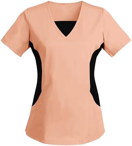 Women's Scrub Top V-Neck Tops, Moisture Wicking and Stretch Breathable Housekeeping Uniforms, Medical Nurse Shirt