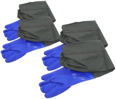 Beaupretty Waterproof Long Cuff Rubber Gloves Elbow-length Protective Dishwashing Gloves with Frosted Blue Fabric Lining 2 Pairs Suitable for Fish Tank Care and Household Cleaning
