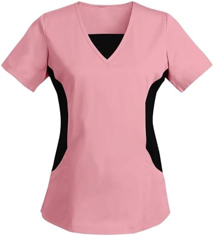 Women's Scrub Top V-Neck Tops, Moisture Wicking and Stretch Breathable Housekeeping Uniforms, Medical Nurse Shirt