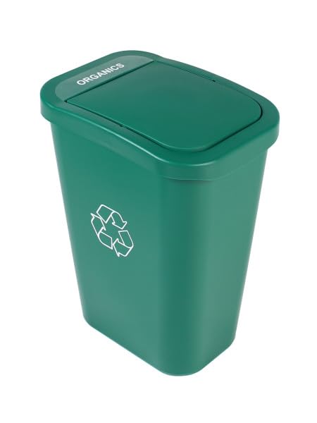City Box Recycling Plastic Trash Can with Lid for Office | Available 7 & 10 Gallon Sizes, Durable Plastic Construction, Secure Lid, Lightweight Design Indoor Recycling bin for kitchen