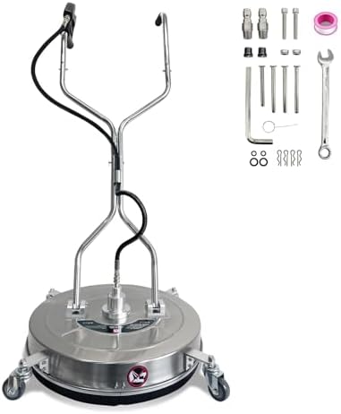 GarveeTech 30'' Pressure Washer Surface Cleaner with 4 Wheels, 5200PSI Stainless Steel Dual Handle Surface Cleaner, Power Washer Surface Cleaner for Concrete, Driveways, Sidewalks,Decks Cleaning | Stainless Steel Power Washer 5200 Max PSI With 4 Wheels...