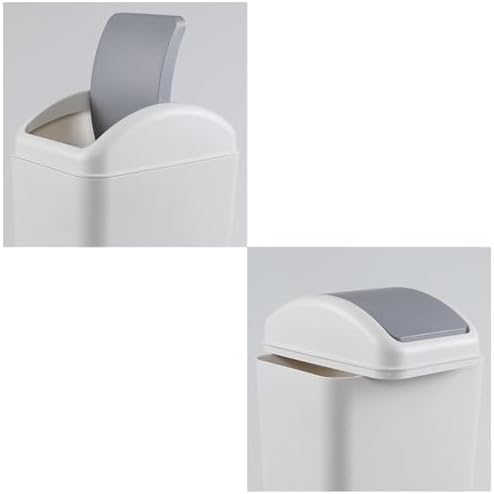 3 Gallon Trash Can with Swing Lid, Swing Top Garbage Can, Gray | Swing Lid Design, Smooth Matte Plastic Material, Ideal for Bathroom, Bedroom, Office and Dorm