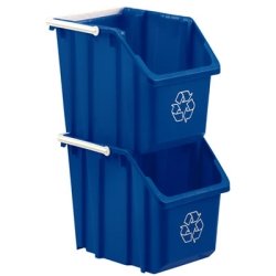 LEWISBins+ NPL215 Stack and Carry Containers with Mobius Loop, Blue, 14.9" Length, 11.6" Width, 12.5" Height, 6 Gallon Capacity