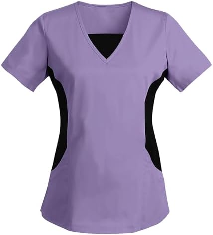 Women's Scrub Top V-Neck Tops, Moisture Wicking and Stretch Breathable Housekeeping Uniforms, Medical Nurse Shirt