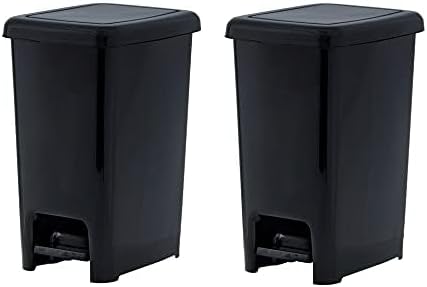 Superio Slim Trash Can with Foot Pedal – 10.5 Gallon Step-On Trash Can with Lid, Large Plastic Garbage Can, Trashcan for Bathroom, Kitchen, Office, Bedroom, Dorm Room, Patio, – Black, 2