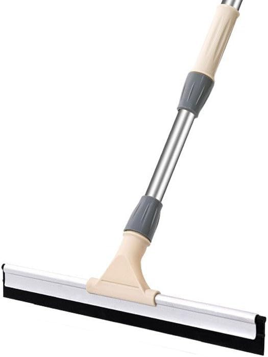 Multi-Function Floor Squeegee Wiper, Bathroom Water Scraper with Extendable Handle, Stainless Steel, Gray (13.78inch)