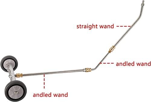 YUET Pressure Washer, Water Broom, 16" Undercarriage Power Cleaner, Accessories Stainless Steel Portable 4 Spray Nozzle With 3 Extenion Wands for Sidewalk, Driveway,Deck,Patio,Sweep Driveway,4000 PSI