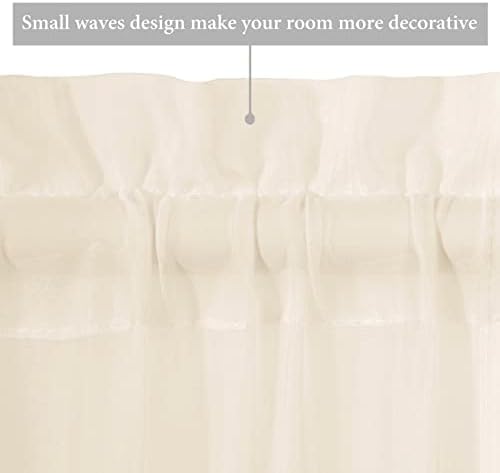 MIULEE Cream Beige 25 x 40 Inches Sidelight Sheer Curtains for French Door | Light Filtering Window Treatment for Narrow Door, Tieback, 2 Panels