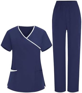 Women Nursing Scrubs Sets Housekeeping Uniform 2026 Women's Scrub Set Cleaning Clothes for Cleaning Jobs