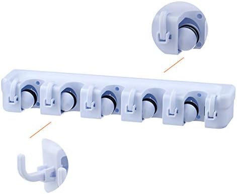 Superior 5 Slot Mop and Broom Organizer (White)