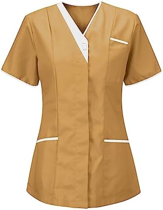 Lightweight Nursing Scrubs for Women Housekeeping Uniforms for Women Short Sleeve Scrub Tops Cleaning Uniform