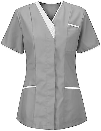 Lightweight Nursing Scrubs for Women Housekeeping Uniforms for Women Short Sleeve Scrub Tops Cleaning Uniform