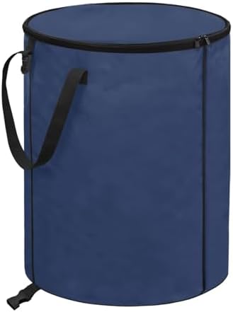 Navy Blue Camping Garbage Can Collapsible Rv Trash Can Perfect for Leaf Removal, Yard Clean-Up