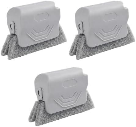Window Track Cleaner, Handheld Cleaning Brush Set, for Window Tracks, Tile Grout Lines, Shutter Slats (Gray 3pcs)