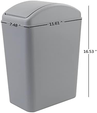 4.5 Gallon Swing-Top Trash Can, Garbage Can with Swing Lid, Black | Plastic Material, Slim Vertical Space-Saving Shape, Swing Lid Design, Ideal For Bathroom, Bedroom, Dorm & Office Use