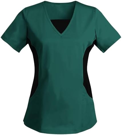 Women's Scrub Top V-Neck Tops, Moisture Wicking and Stretch Breathable Housekeeping Uniforms, Medical Nurse Shirt