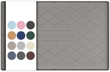 URMONA Under Sink Mat 22 x 14 in, Waterproof Silicone Cabinet Protector | Waterproof, Oil-Resistant, Raised Edge, Cabinet Liner, Shelf Protector, Pet Food Mat, Storage Mat, Easy to Clean, Beige