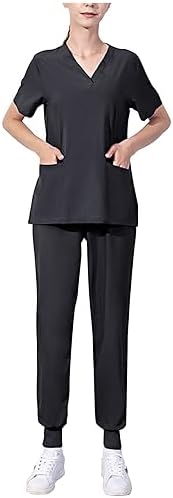 Cleaning Short Sleeve Scrubs for Women Set Stretchy Housekeeping Uniform Nurse Scrub Sets for Woman