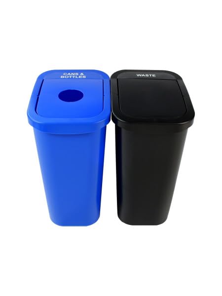 City Box 20 Gallon Double Bin Trash and Recycling Bins Combo | | 10 Gallon Capacity Each, Cans and Bottles Recycling Bin and Trash Can, For Offices, Schools, Homes, Commercial Trash Cans