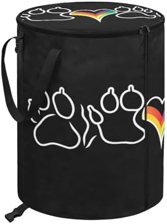 Paw Print Camping Garbage Can Collapsible Rv Garbage Can for RV's, Camping, Recycling, Yard Waste, Leaf Bag, Children Toy Bin (Trash)