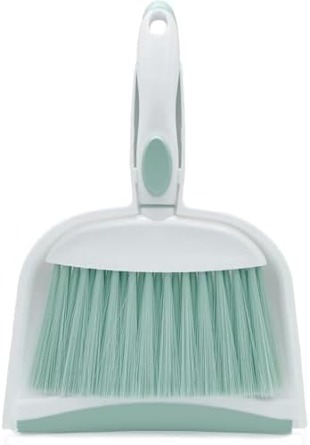 Broom Dustpan Brush Small Dust pan: Small Broom and Dustpan Set Mini Dust pan and Brush Set for Desk, Home, Camping Tent (Light Green)