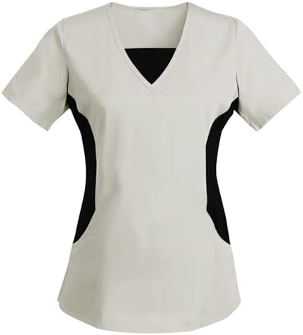 Women's Scrub Top V-Neck Tops, Moisture Wicking and Stretch Breathable Housekeeping Uniforms, Medical Nurse Shirt