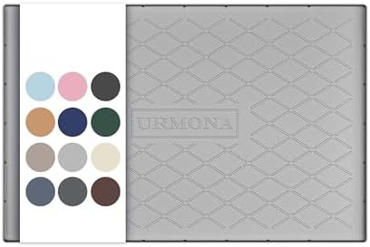 URMONA Under Sink Mat 34 x 19 in, Waterproof Silicone Cabinet Protector | Waterproof, Oil-Resistant, Raised Edge, Cabinet Liner, Shelf Protector, Pet Food Mat, Storage Mat, Easy to Clean, Light Grey