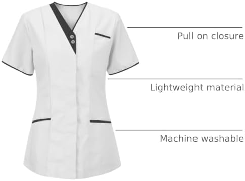 Lightweight Nursing Scrubs for Women Housekeeping Uniforms for Women Short Sleeve Scrub Tops Cleaning Uniform