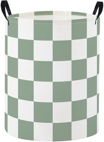 Baby Laundry Basket Baby Nursery Hamper Kids Laundry Basket Toy Storage Bin for Boys Room Decor Gift Baskets for Bedroom Bathroom(Green Checkered)