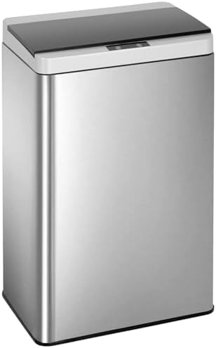 PayLessHere | 13 Gallon Stainless Steel Trash Can with Lid | Steel | Automatic Touchless Garbage Can | Waterproof & Easy to Clean | For Kitchen, Bathroom, Home or Office | Pack of 1